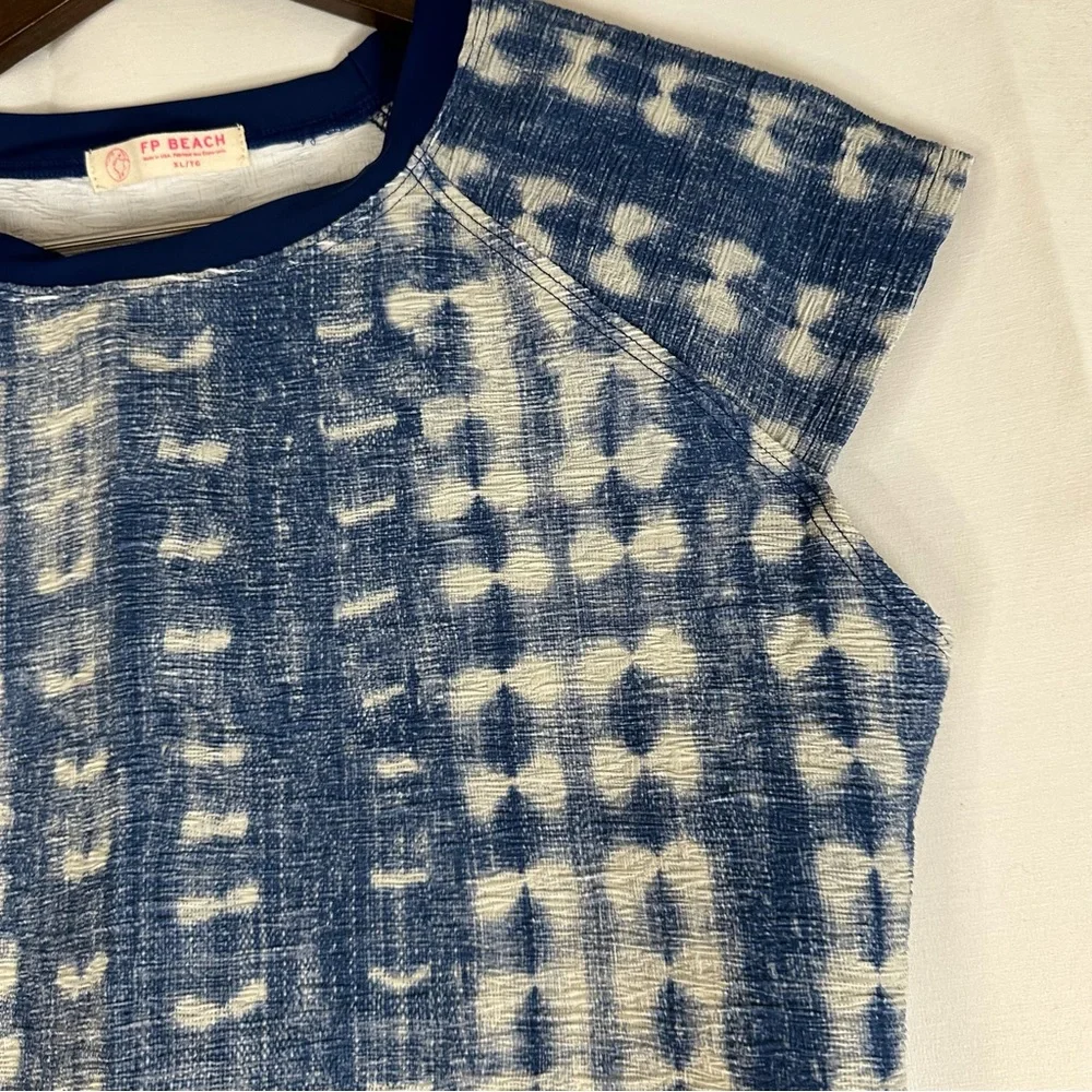 FP FREE PEOPLE BEACH Women’s Size XL Top Shirt Crew Neck Crop Tie Dye Stretch